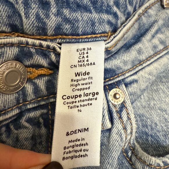 H&M Wide High Waist Cropped Size 4 Baggy Jeans Lightwash Denim - Picture 6 of 6